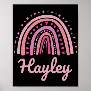 Name Personalized Funny Women Pink Rainbow Hayley  Poster