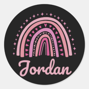Name Personalized Funny Women Pink Rainbow Jordan Classic Round Sticker