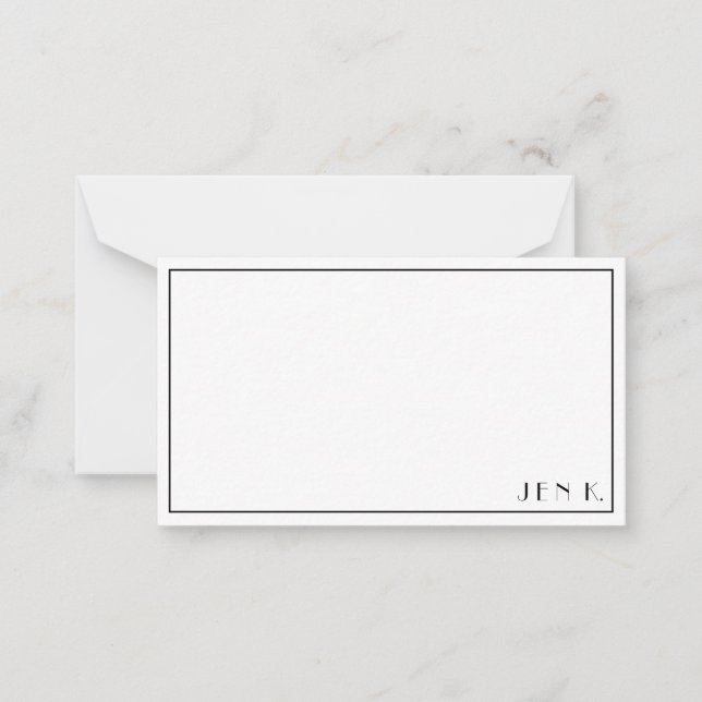 Name Personalized Modern Black White Minimalist Card (Front)
