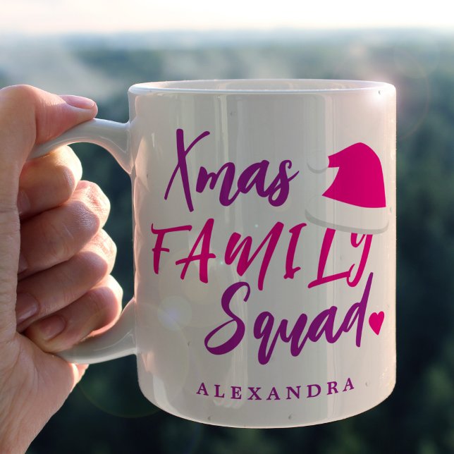 Name personalized pink Christmas family script  Coffee Mug (Creator Uploaded)