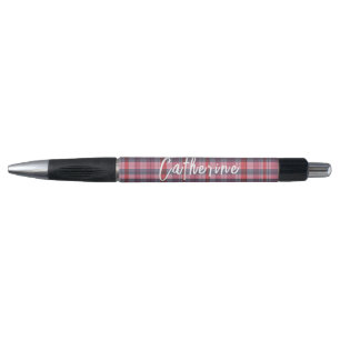 Name Personalized Pink Plaid Pen   One Owl Artist