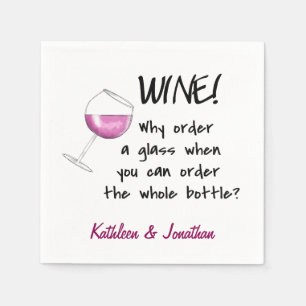 Name Personalized Red Wine Funny Word Saying Napkin