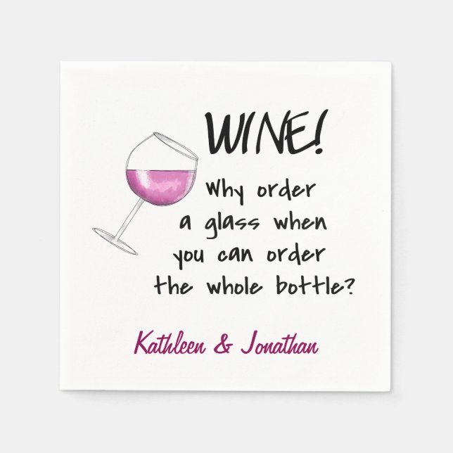 Name Personalized Red Wine Funny Word Saying Napkin (Front)