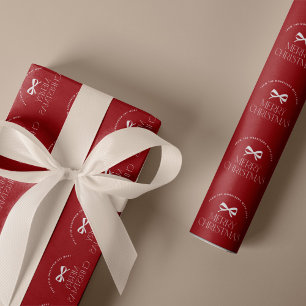 Name personalized white red Merry Christmas Wrapping Paper