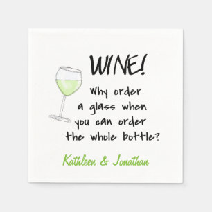 Name Personalized White Wine Funny Word Design Art Napkin