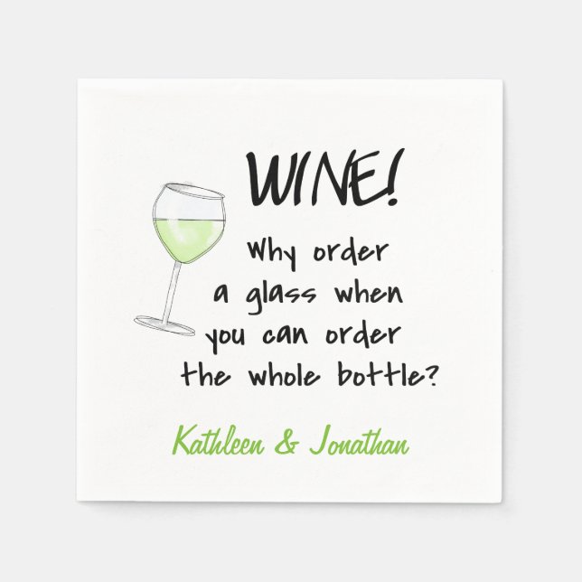 Name Personalized White Wine Funny Word Design Art Napkin (Front)