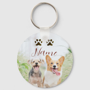 name pet animal dog cat paw simple photo minimal keychain