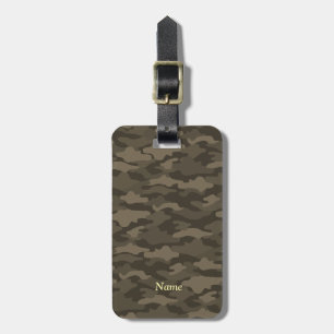 Name Phone Customization Camouflage Sepia Luggage Tag