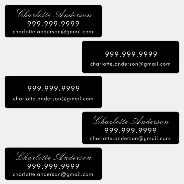 Name phone email black white script (Group)