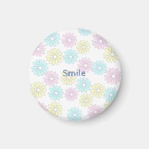 Name Phone Number Custom Flowers Pastel  Magnet