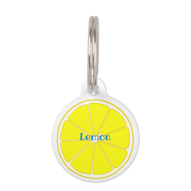 Name Phone Number Customization Lemon Pet Name Tag (Front)