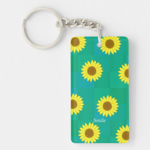 Name Phone Number Customization Sunflower Green Ke Keychain