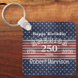 Name, Photo or Logo Happy Birthday America Keychain