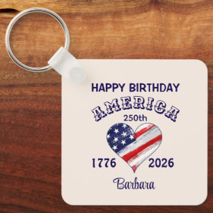 Name, Photo or Logo    Happy Birthday America Keychain