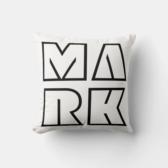 Name Pillow Black and White Personalized (Front)