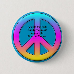 Name Pin RETRO Peace Favours for 60s hippy Party