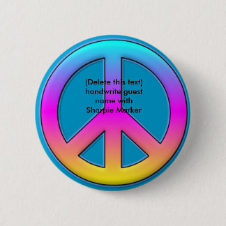 Name Pin RETRO Peace Favours for 60s hippy Party