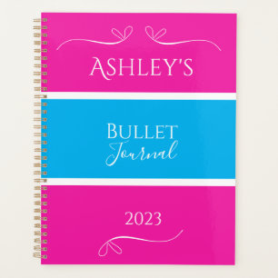 Name Pink Blue Modern Bullet Journal Planner