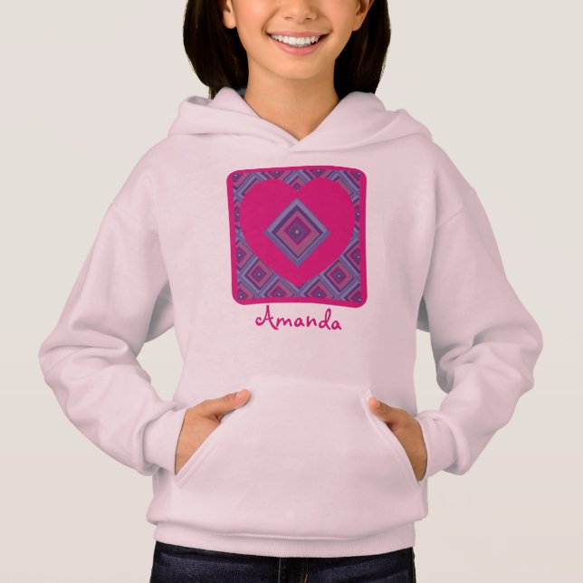 Name Pink Heart Purple Diamond Pattern Colourful  (Front)