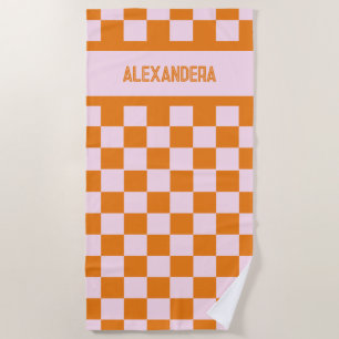 Name Pink Orange Sunset Bachelorette Beach Towel