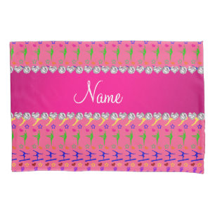Name pink rainbow gymnastics hearts stars pillowcase