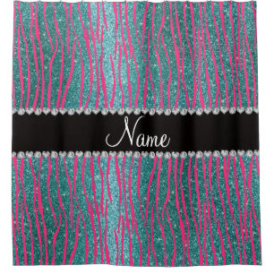 Name pink zebra stripes turquoise glitter