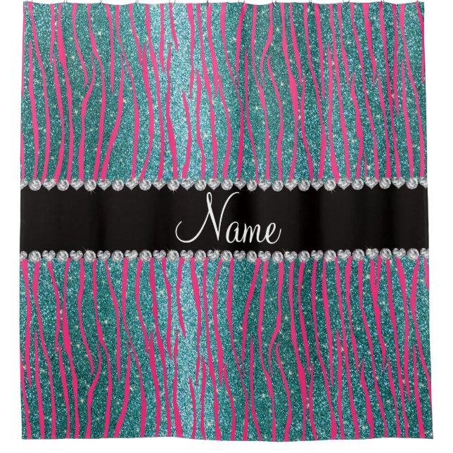 Name pink zebra stripes turquoise glitter (Front)