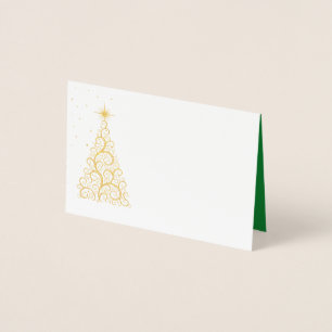 Name Place Card Gold Foiled ChristmasTree & Stars