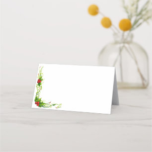 Name Place Card-Merry Christmas Holly Place Card