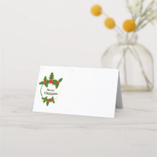 Name Place Card-Merry Christmas Holly Place Card