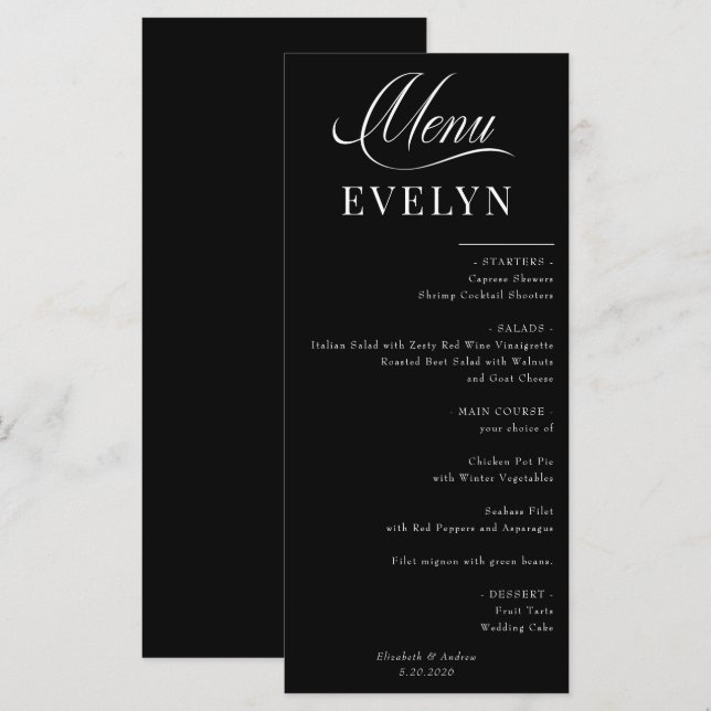 Name Place Card | Wedding Menu (Front/Back)