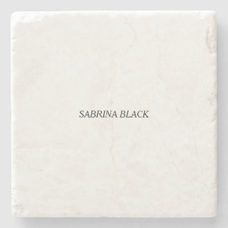 Name Plain Modern Minimalist Simple White Stone Coaster