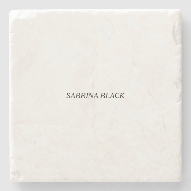 Name Plain Modern Minimalist Simple White Stone Coaster (Front)