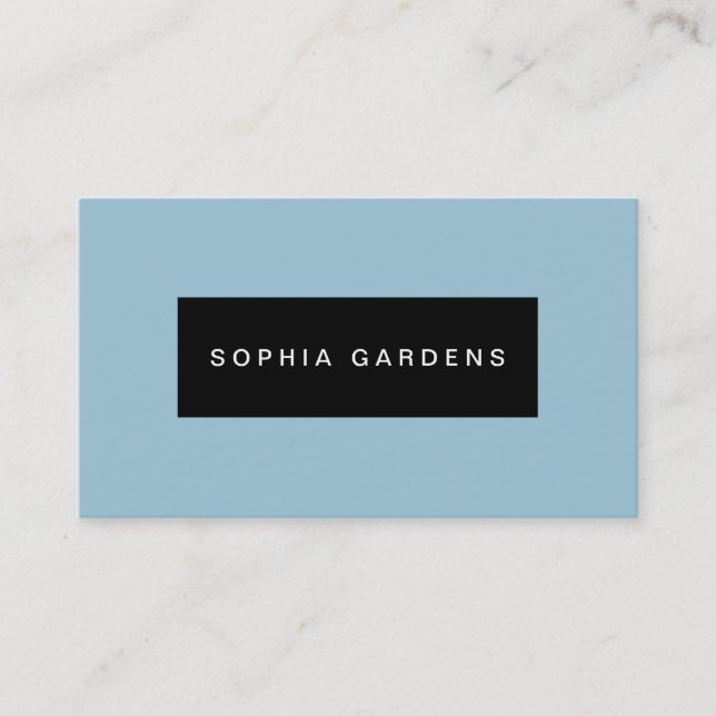 Name Plate - Black on Pale Blue 9dc6d8 Business Card (Front)