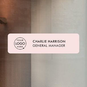 Name Plate   Business Logo Blush Pink Feminine Window Cling