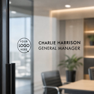 Name Plate   Glass Door Business Logo Transparent Window Cling