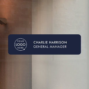 Name Plate   Navy Blue Business Logo Office Door Window Cling