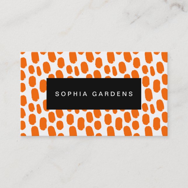 Name Plate - Paint Strokes - Orange Business Card (Front)