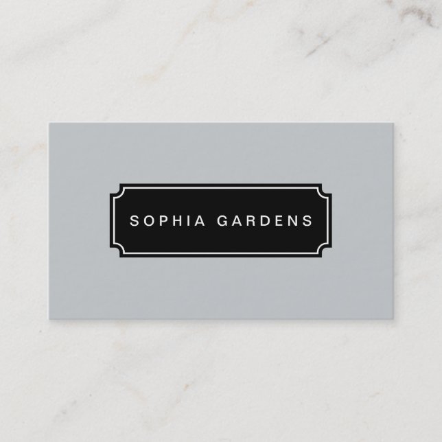 Name Plate v3 - Black on Grey c6cbcc Business Card (Front)