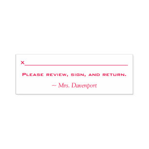 Name + "Please review, sign and return." Self-inking Stamp