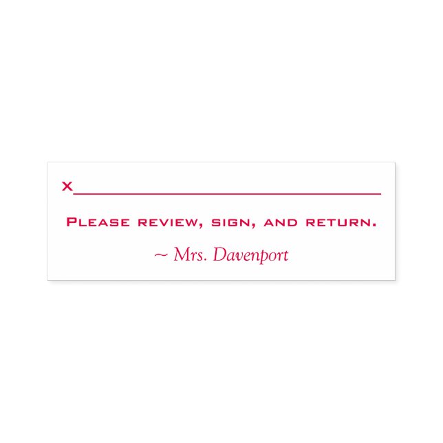 Name + "Please review, sign and return." Self-inking Stamp (Design)
