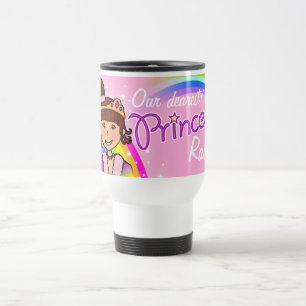 Name princess girls rainbow pink travel mug