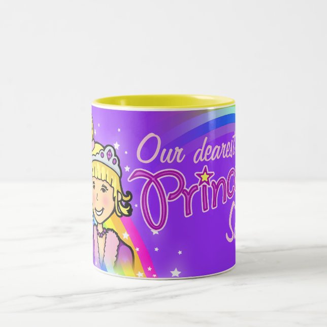 Name princess girls rainbow purple mug (Center)