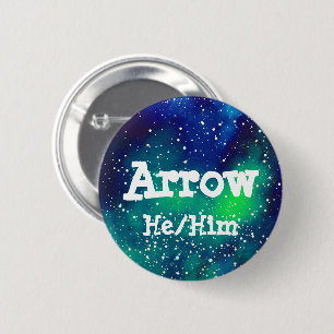 Name ___ + Pronouns Customizable Galaxy 2 Inch Round Button