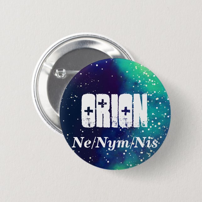 Name ___ + Pronouns Customizable Galaxy 2 Inch Round Button (Front & Back)