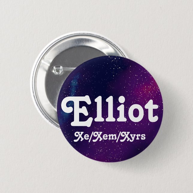 Name ___ + Pronouns Customizable Galaxy 2 Inch Round Button (Front & Back)