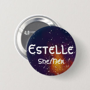 Name ___ + Pronouns Customizable Galaxy 2 Inch Round Button
