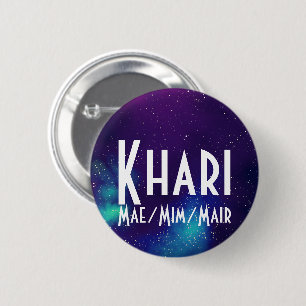 Name ___ + Pronouns Customizable Galaxy 2 Inch Round Button