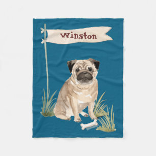 Name Pug Pet Dog  Fleece Blanket