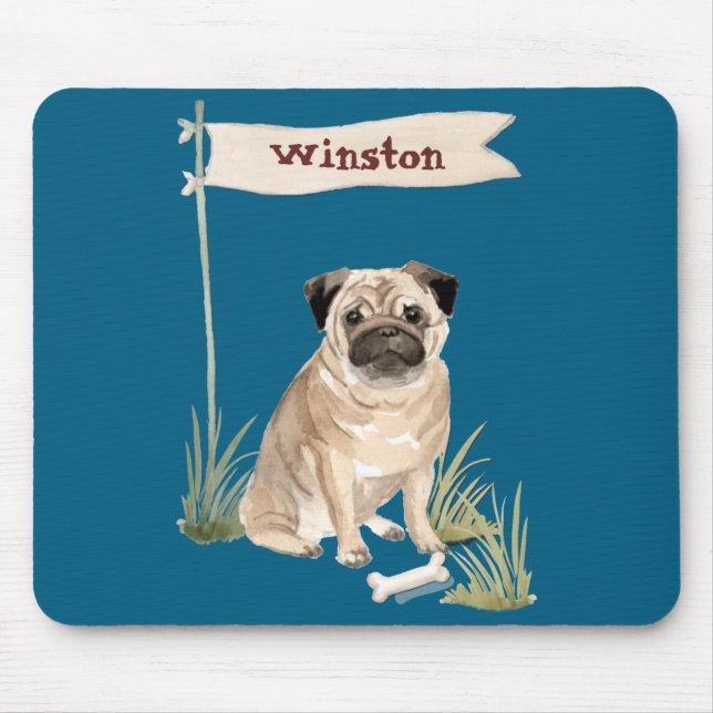 Name Pug Pet Dog  Mouse Pad (Front)